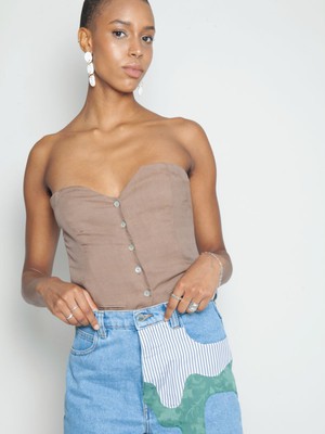 High Waisted Organic & Recycled Melt Patch Jeans from Fanfare Label