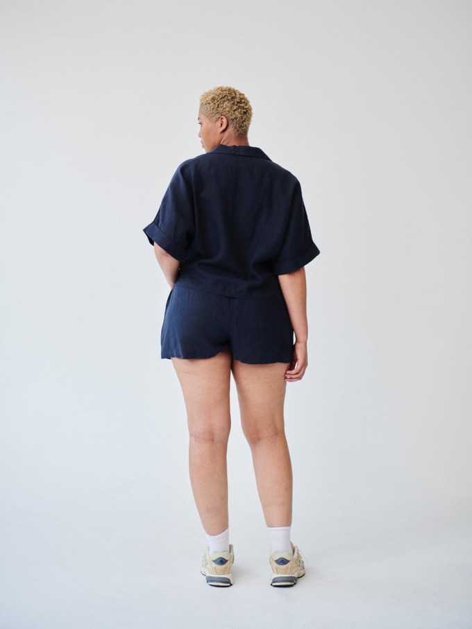 Ethically Made Navy Linen Lounge Top from Fanfare Label