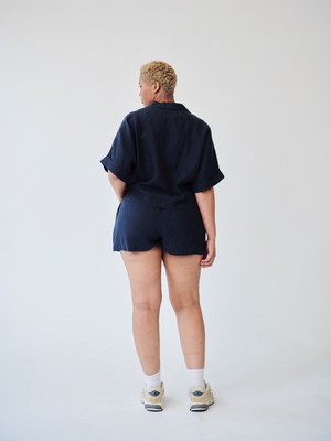 Ethically Made Navy Linen Lounge Top from Fanfare Label