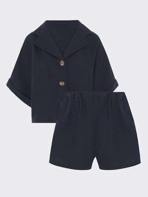 Ethically Made Navy Linen Lounge Top from Fanfare Label