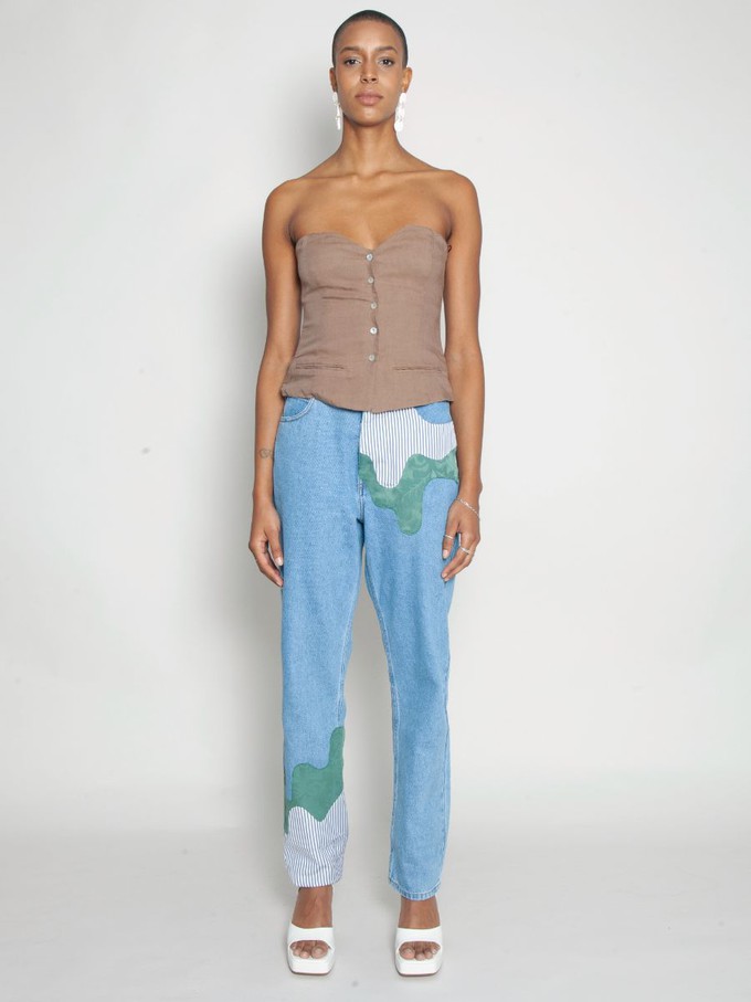 High Waisted Organic & Recycled Melt Patch Jeans from Fanfare Label