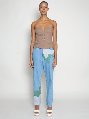 High Waisted Organic & Recycled Melt Patch Jeans from Fanfare Label