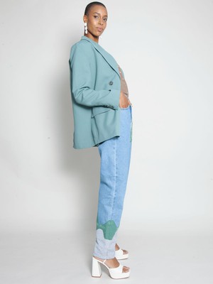 High Waisted Organic & Recycled Melt Patch Jeans from Fanfare Label