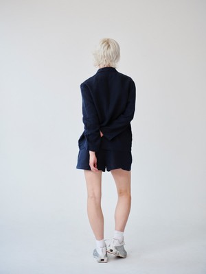 Ethically Made Navy Linen Suit With Shorts from Fanfare Label