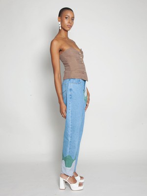 High Waisted Organic & Recycled Melt Patch Jeans from Fanfare Label
