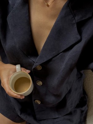 Ethically Made Navy Linen Lounge Top from Fanfare Label