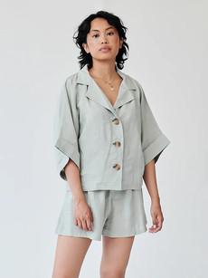 Mint Green Linen Lounge Co-ord Short Set - Size 10 via Fanfare Label