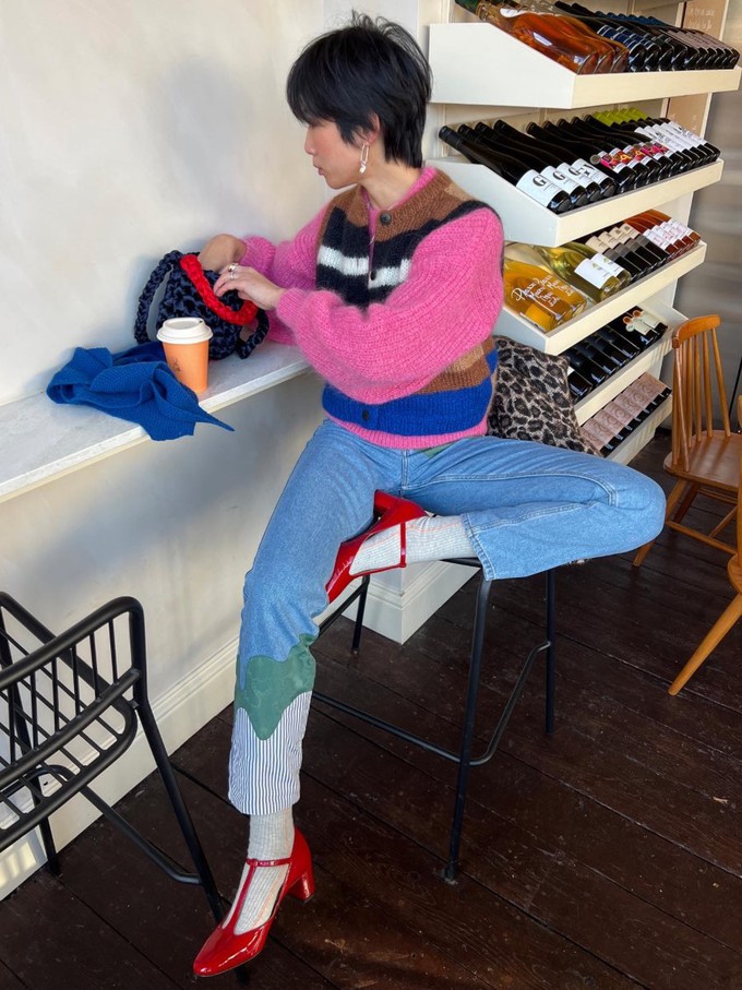 High Waisted Organic & Recycled Melt Patch Jeans from Fanfare Label