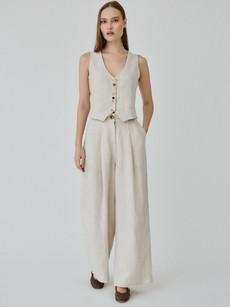 Celeste Linen Trousers in Beige via Fanfare Label