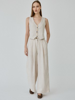 Celeste Linen Trousers in Beige from Fanfare Label