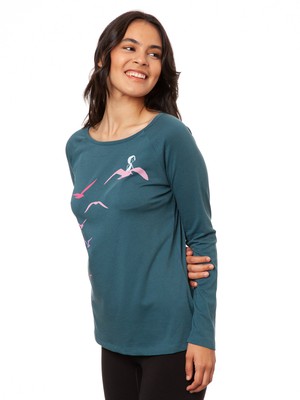 Raglan Longsleeve Möwenflug atlantic teal from FellHerz T-Shirts - bio, fair & vegan
