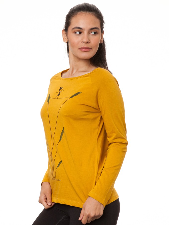 Raglan Longsleeve Seiltanz harvest gold from FellHerz T-Shirts - bio, fair & vegan