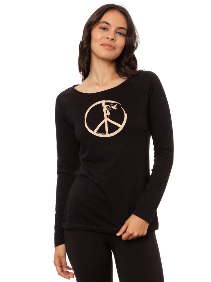Raglan Longsleeve Peace black from FellHerz T-Shirts - bio, fair & vegan