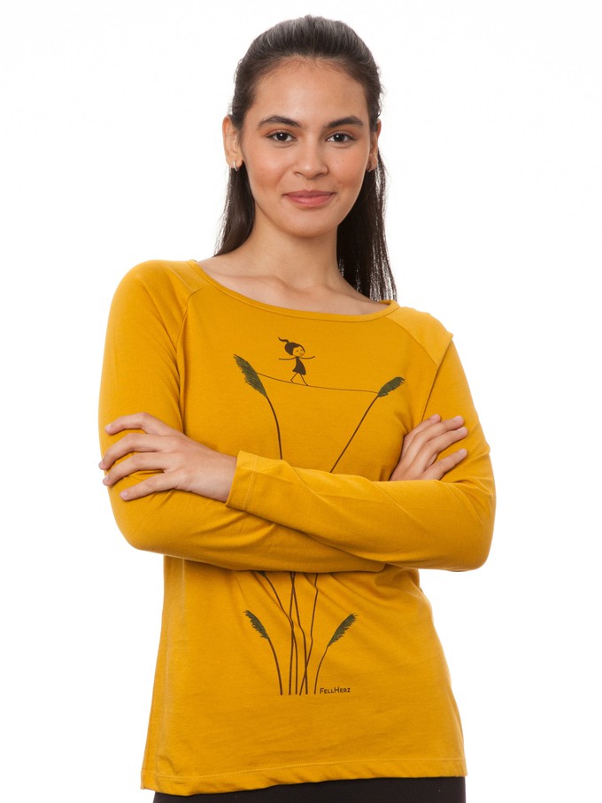 Raglan Longsleeve Seiltanz harvest gold from FellHerz T-Shirts - bio, fair & vegan