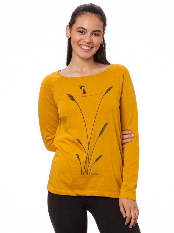 Raglan Longsleeve Seiltanz harvest gold from FellHerz T-Shirts - bio, fair & vegan