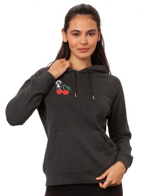 Cherry Dance Girl Hoodie dark heather grey from FellHerz T-Shirts - bio, fair & vegan