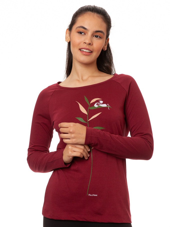 Raglan Longsleeve Booklover chestnut from FellHerz T-Shirts - bio, fair & vegan