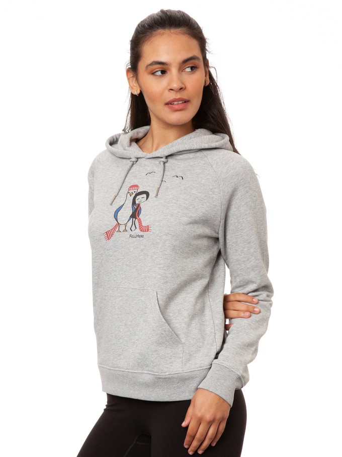 Möwen-Liebe Hoodie heather grey from FellHerz T-Shirts - bio, fair & vegan