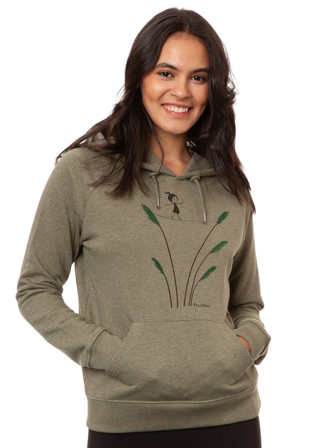 Seiltanz Hoodie heather khaki from FellHerz T-Shirts - bio, fair & vegan