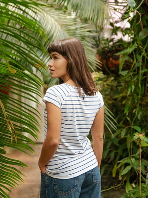 Cap Sleeve striped white blue from FellHerz T-Shirts - bio, fair & vegan