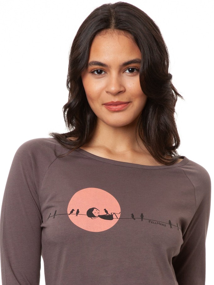 Raglan Longsleeve Sunrise volcanic grey from FellHerz T-Shirts - bio, fair & vegan