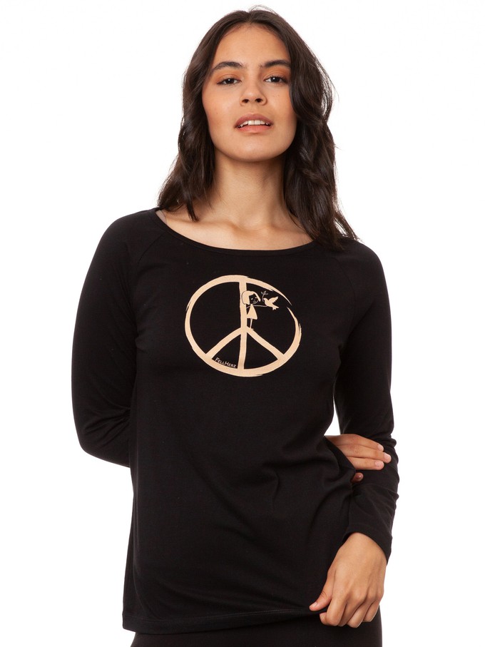 Raglan Longsleeve Peace black from FellHerz T-Shirts - bio, fair & vegan