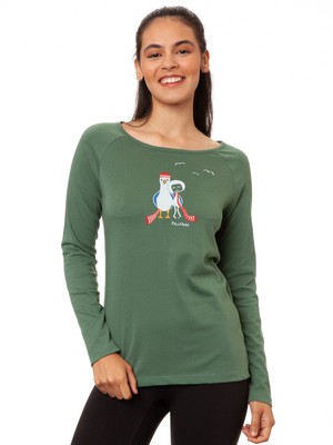 Raglan Longsleeve Möwen-Liebe ivy green from FellHerz T-Shirts - bio, fair & vegan