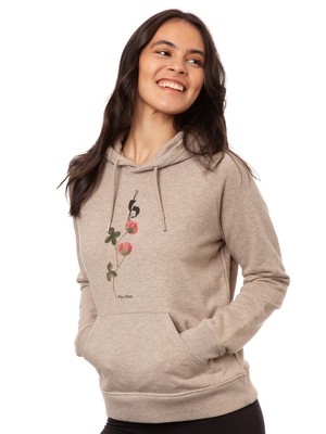Glücksklee Hoodie heather sand from FellHerz T-Shirts - bio, fair & vegan