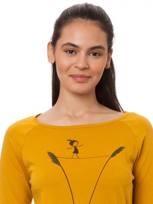 Raglan Longsleeve Seiltanz harvest gold from FellHerz T-Shirts - bio, fair & vegan