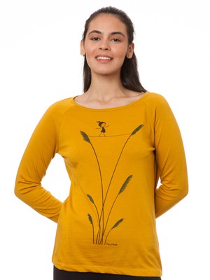 Raglan Longsleeve Seiltanz harvest gold from FellHerz T-Shirts - bio, fair & vegan