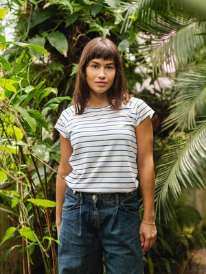 Cap Sleeve striped white blue from FellHerz T-Shirts - bio, fair & vegan