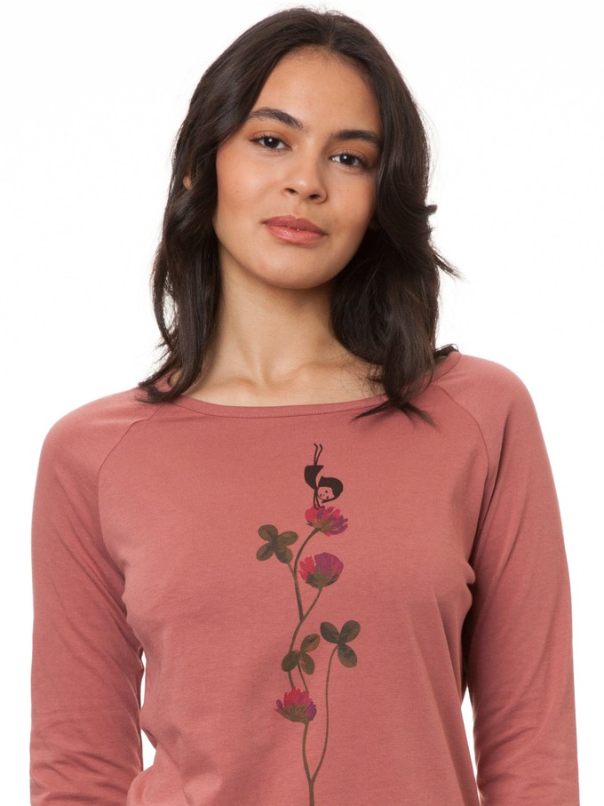 Raglan Longsleeve Glücksklee canyan rose from FellHerz T-Shirts - bio, fair & vegan