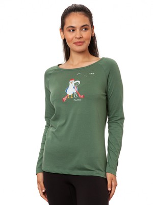 Raglan Longsleeve Möwen-Liebe ivy green from FellHerz T-Shirts - bio, fair & vegan