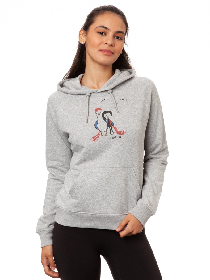 Möwen-Liebe Hoodie heather grey from FellHerz T-Shirts - bio, fair & vegan