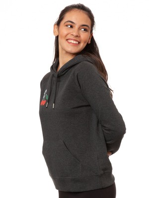 Cherry Dance Girl Hoodie dark heather grey from FellHerz T-Shirts - bio, fair & vegan