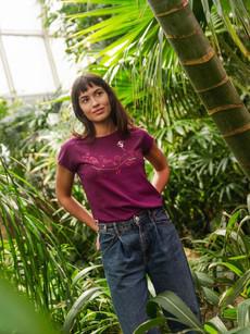 Asana Girl Cap Sleeve berry via FellHerz T-Shirts - bio, fair & vegan