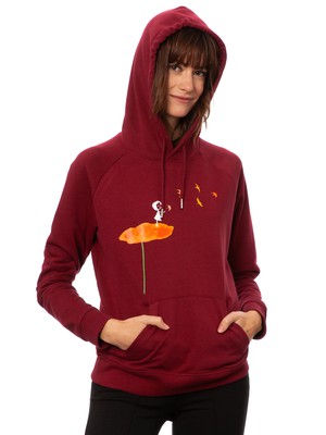 Swallow train hoodie burgundy from FellHerz T-Shirts - bio, fair & vegan