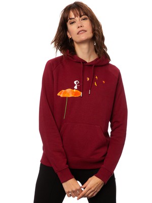 Swallow train hoodie burgundy from FellHerz T-Shirts - bio, fair & vegan