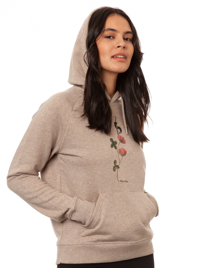Glücksklee Hoodie heather sand from FellHerz T-Shirts - bio, fair & vegan