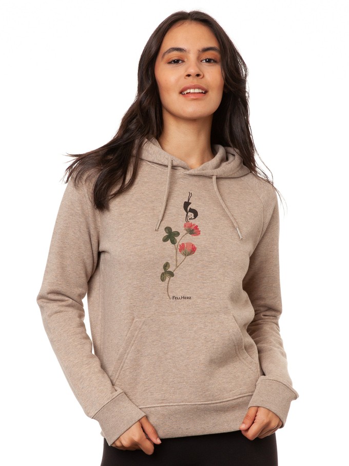 Glücksklee Hoodie heather sand from FellHerz T-Shirts - bio, fair & vegan