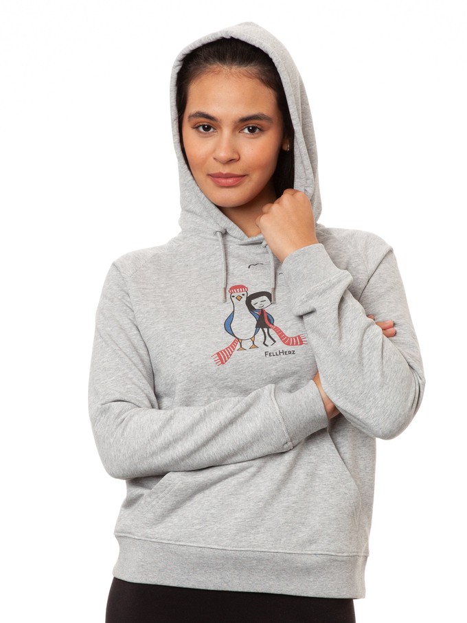 Möwen-Liebe Hoodie heather grey from FellHerz T-Shirts - bio, fair & vegan