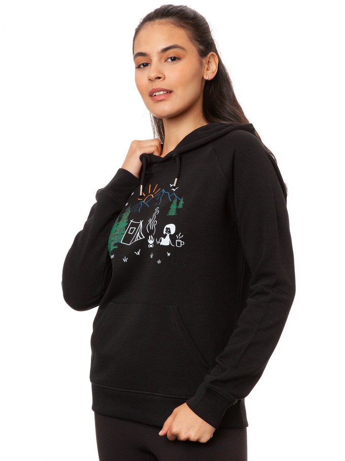 Camping Girl Hoodie black from FellHerz T-Shirts - bio, fair & vegan
