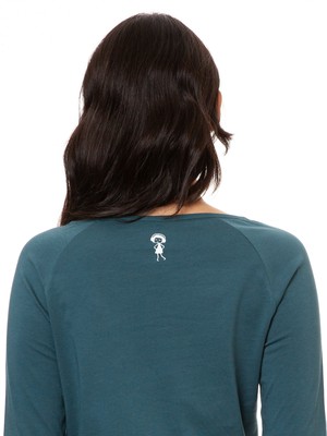 Raglan Longsleeve Möwenflug atlantic teal from FellHerz T-Shirts - bio, fair & vegan