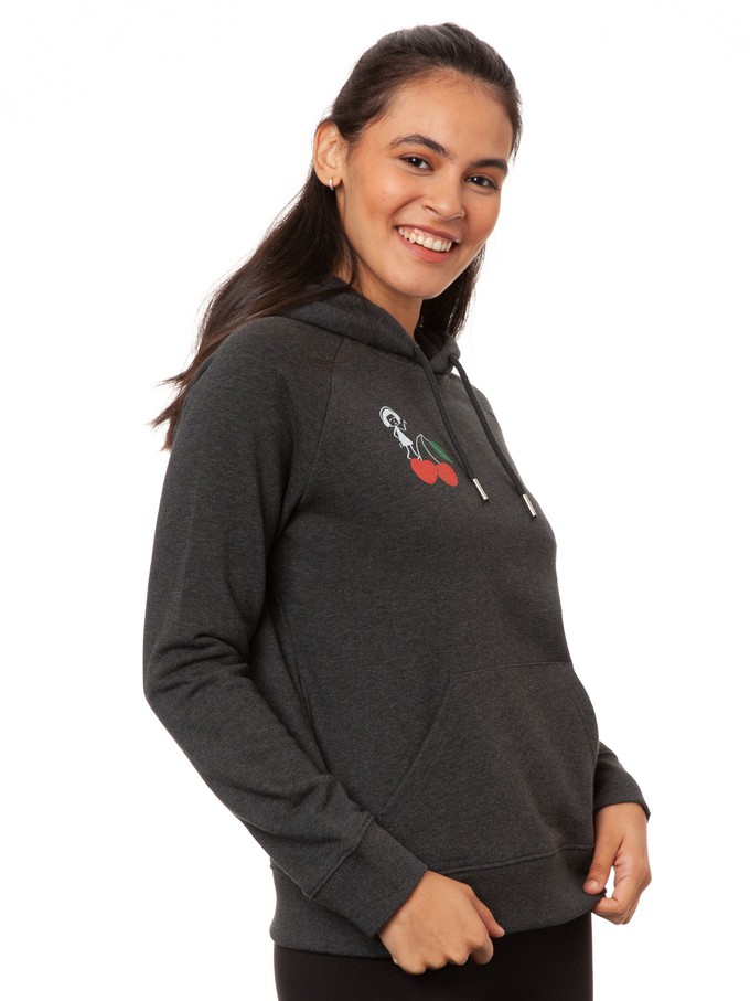 Cherry Dance Girl Hoodie dark heather grey from FellHerz T-Shirts - bio, fair & vegan