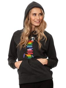 Books Girl Hoodie dark heather gray via FellHerz T-Shirts - bio, fair & vegan
