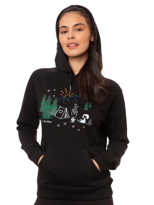 Camping Girl Hoodie black from FellHerz T-Shirts - bio, fair & vegan