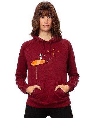 Swallow train hoodie burgundy from FellHerz T-Shirts - bio, fair & vegan