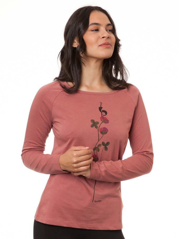 Raglan Longsleeve Glücksklee canyan rose from FellHerz T-Shirts - bio, fair & vegan