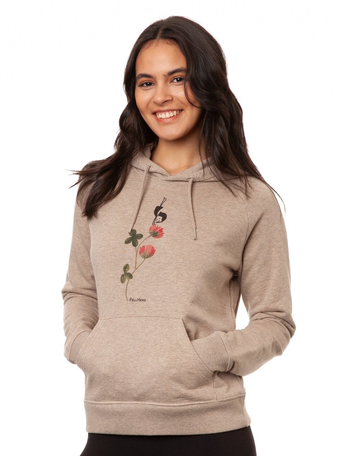 Glücksklee Hoodie heather sand from FellHerz T-Shirts - bio, fair & vegan