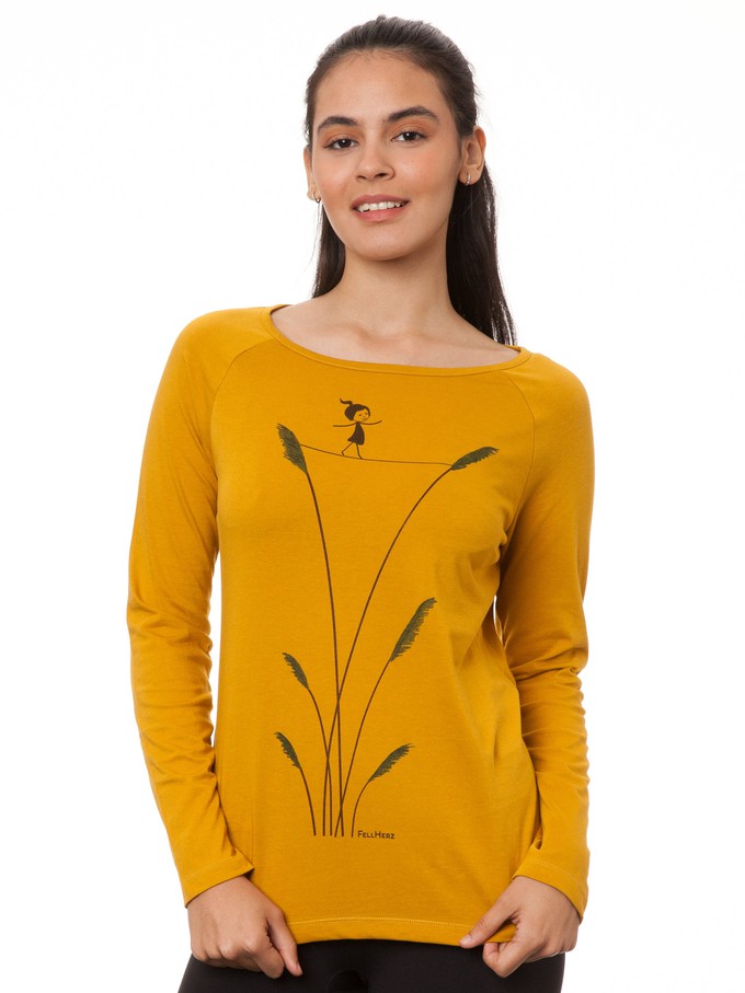 Raglan Longsleeve Seiltanz harvest gold from FellHerz T-Shirts - bio, fair & vegan